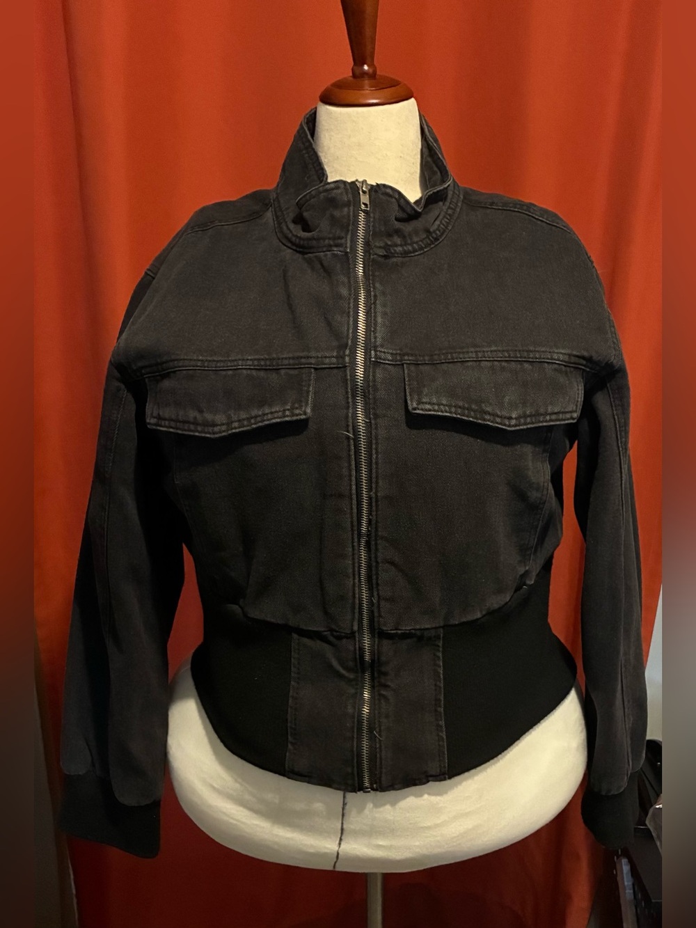 Fashion Nova Structured Black Denim Jacket — Size 3X NWOT